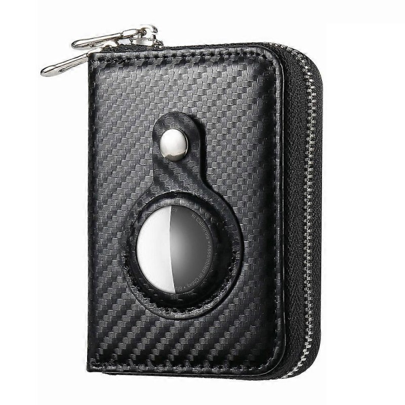 Leather PU Zipper Wallet με Built-in Case for Apple AirTag Black