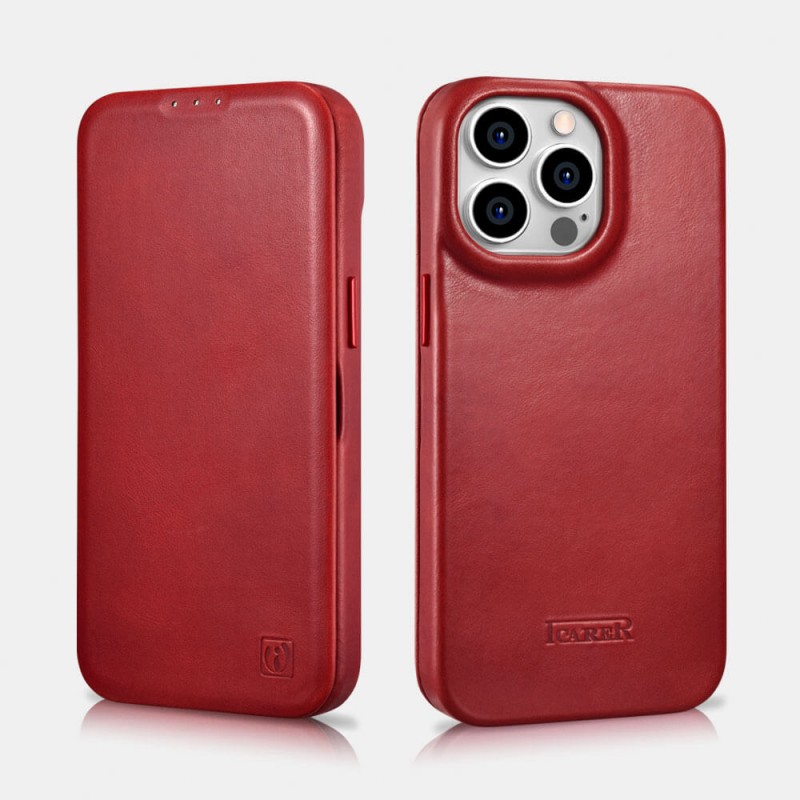 Θήκη iCarer Leather Wallet Apple iPhone 14 Pro Max (6.7″) Red