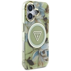 Θήκη Guess Glitter Magnolia Flowers Triangle MagSafe Case Apple iPhone 16 (6.1") Green Θήκη Guess Glitter Magnolia Flowers Triangle MagSafe Case Apple iPhone 16 (6.1") Green