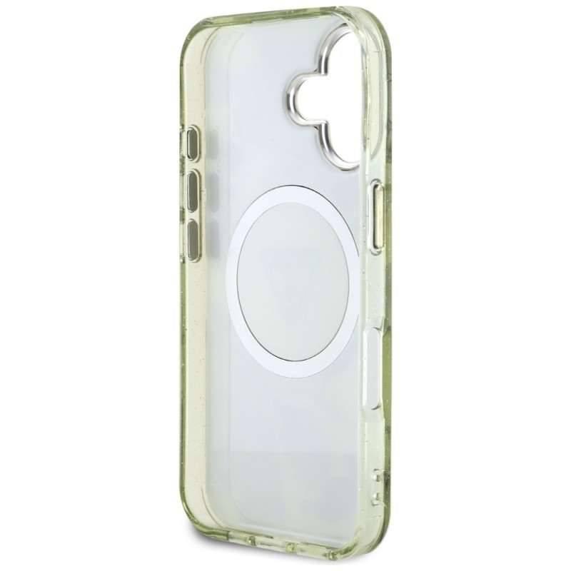 Θήκη Guess Glitter Magnolia Flowers Triangle MagSafe Case Apple iPhone 16 (6.1") Green Θήκη Guess Glitter Magnolia Flowers Triangle MagSafe Case Apple iPhone 16 (6.1") Green