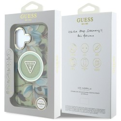 Θήκη Guess Glitter Magnolia Flowers Triangle MagSafe Case Apple iPhone 16 (6.1") Green Θήκη Guess Glitter Magnolia Flowers Triangle MagSafe Case Apple iPhone 16 (6.1") Green