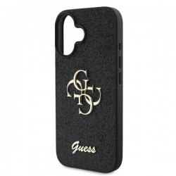 Θήκη Guess PU Fixed Glitter 4G Metal Logo Case Apple iPhone 16 Plus (6.7") Black