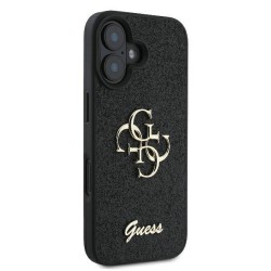 Θήκη Guess PU Fixed Glitter 4G Metal Logo Case Apple iPhone 16 Plus (6.7") Black