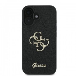 Θήκη Guess PU Fixed Glitter 4G Metal Logo Case Apple iPhone 16 Plus (6.7") Black