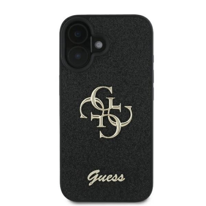 Θήκη Guess PU Fixed Glitter 4G Metal Logo Case Apple iPhone 16 Plus (6.7") Black