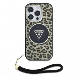 Θήκη Guess IML Leopard Triangle Logo Strap MagSafe Case Apple iPhone 16 Pro Max (6.9") Brown
