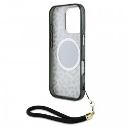 Θήκη Guess IML Leopard Triangle Logo Strap MagSafe Case Apple iPhone 16 Pro Max (6.9") Brown