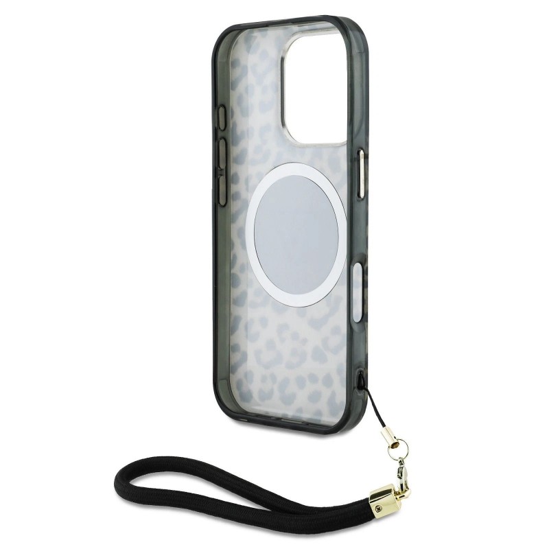 Θήκη Guess IML Leopard Triangle Logo Strap MagSafe Case Apple iPhone 16 Pro Max (6.9") Brown
