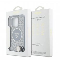 Θήκη Guess IML Leopard Triangle Logo Strap MagSafe Case Apple iPhone 16 Pro Max (6.9") Brown