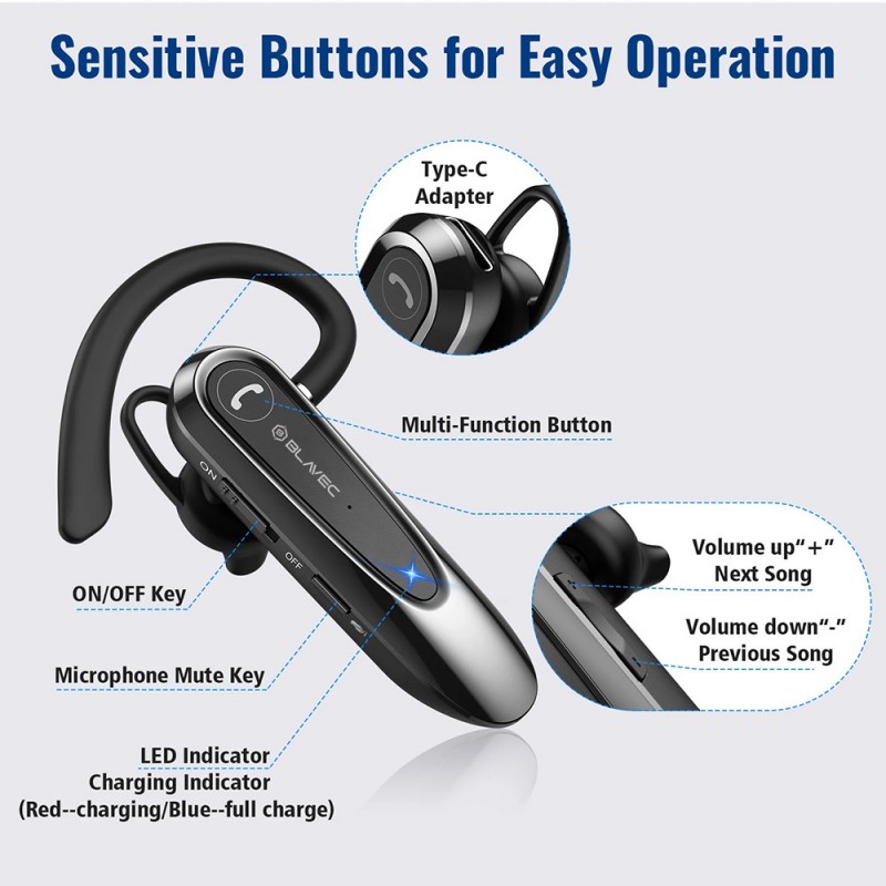 Ακουστικό Bluetooth Blavec Bluetooth Headset Adventure 5 (BHAD5-B) Black Ακουστικό Bluetooth Blavec Bluetooth Headset Adventure 5 (BHAD5-B) Black
