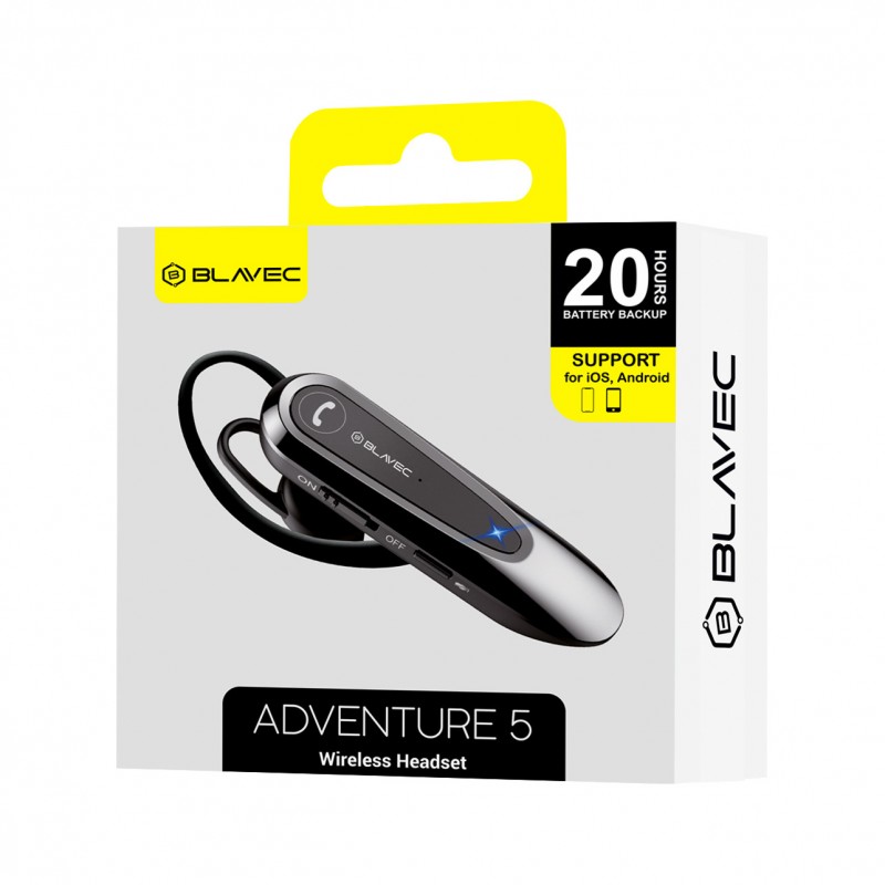 Ακουστικό Bluetooth Blavec Bluetooth Headset Adventure 5 (BHAD5-B) Black Ακουστικό Bluetooth Blavec Bluetooth Headset Adventure 5 (BHAD5-B) Black