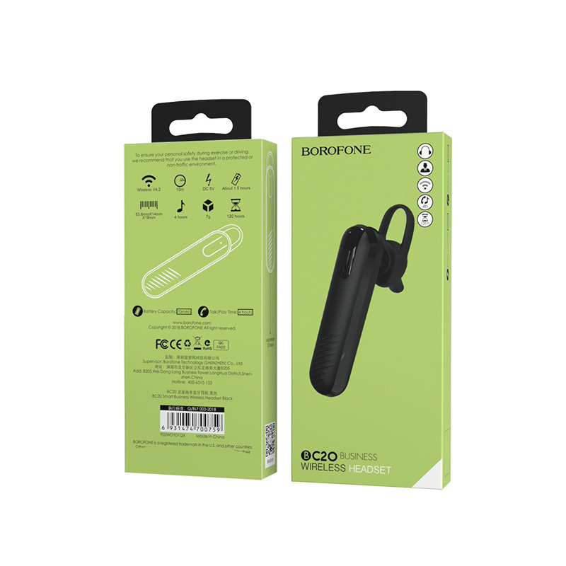 Ακουστικό Bluetooth Borofone Headset BC20 Smart Black Ακουστικό Bluetooth Borofone Headset BC20 Smart Black