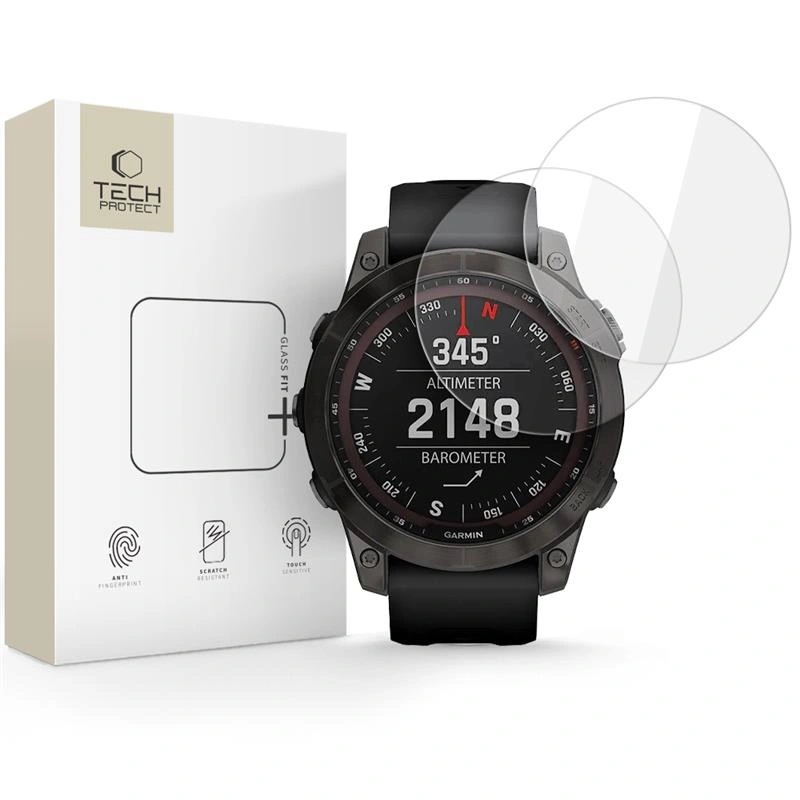 Γυαλί Προστασίας Tech-Protect Glass Fit+ Garmin Fenix 7X / 7X Pro Tempered Glass 9H AntiCrash / AntiShock (2τμχ) Clear