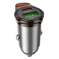 Φορτιστής Αυτοκινήτου HOCO NZ16A Fast Charging USB-A USB-C Car Charger Grey