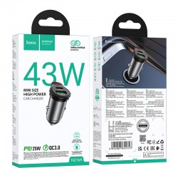Φορτιστής Αυτοκινήτου HOCO NZ16A Fast Charging USB-A USB-C Car Charger Grey