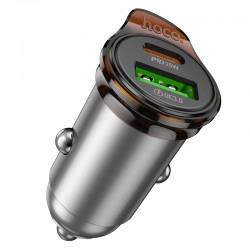Φορτιστής Αυτοκινήτου HOCO NZ16A Fast Charging USB-A USB-C Car Charger Grey