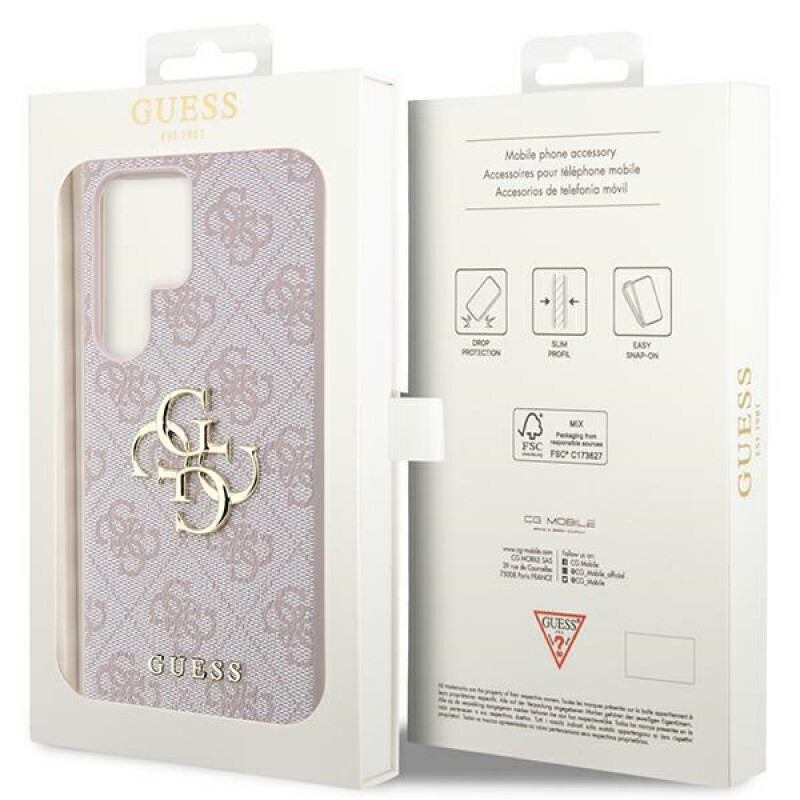 Θήκη Guess PU 4G Metal Logo Case Samsung Galaxy S24 Ultra 5G S928 Pink