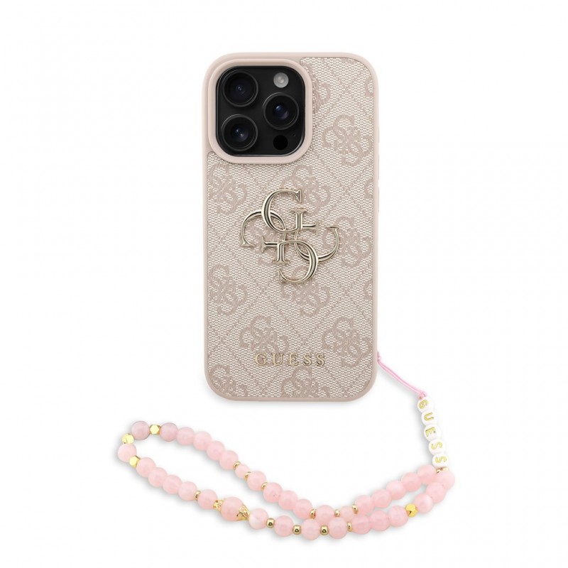 Θήκη Guess PU 4G Metal Logo Strap Case Apple iPhone 16 Pro (6.3") Pink