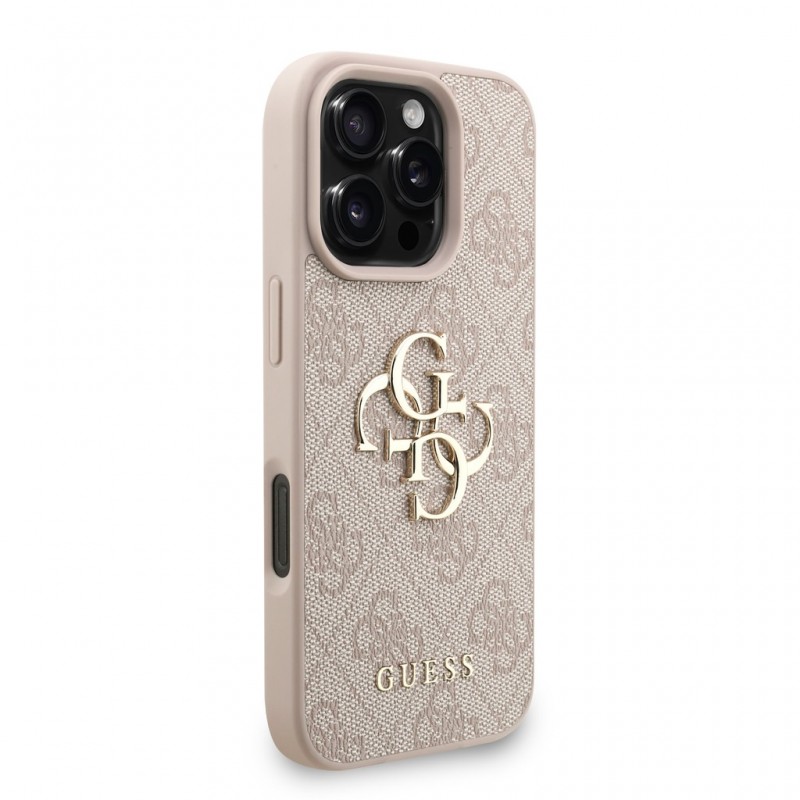 Θήκη Guess PU 4G Metal Logo Strap Case Apple iPhone 16 Pro (6.3") Pink