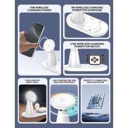Ασύρματος Φορτιστής LDNIO WL01 3-in-1 Wireless Charging Station with LED Night Light 15W White