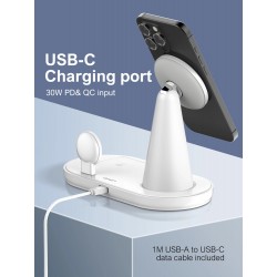Ασύρματος Φορτιστής LDNIO WL01 3-in-1 Wireless Charging Station with LED Night Light 15W White