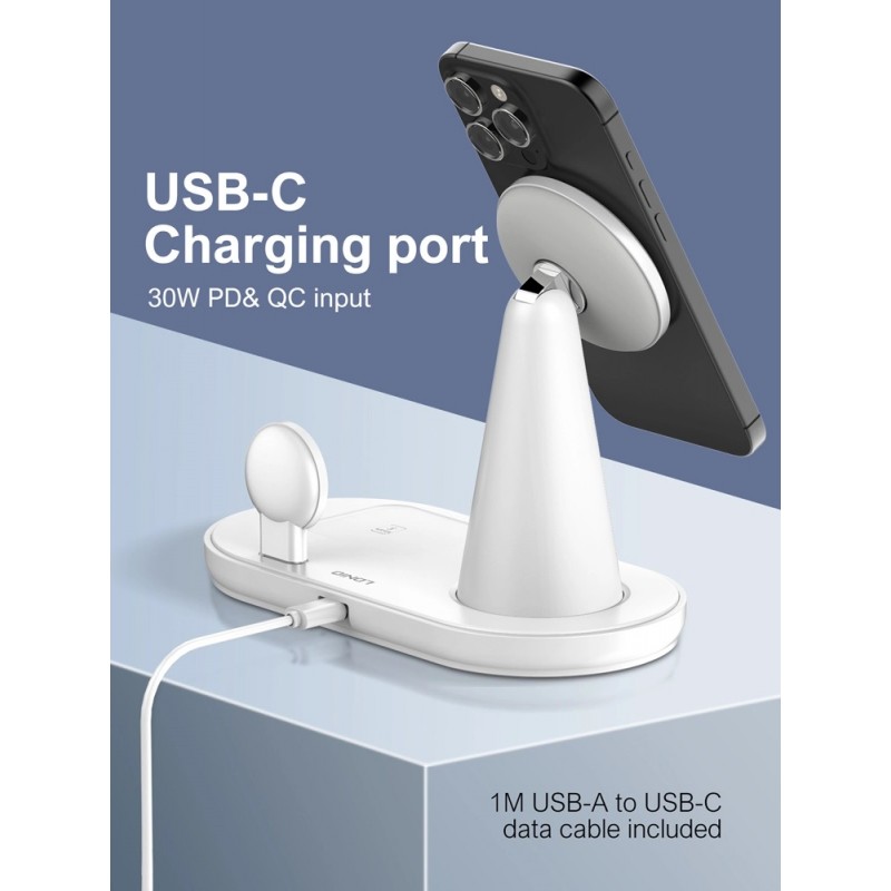 Ασύρματος Φορτιστής LDNIO WL01 3-in-1 Wireless Charging Station with LED Night Light 15W White