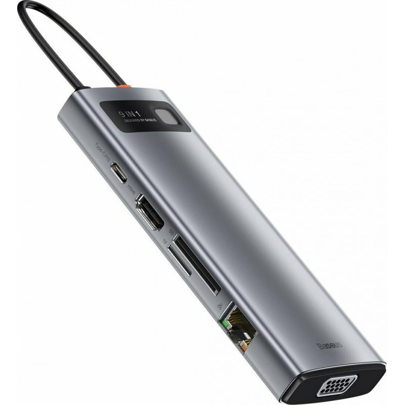 Αντάπτορας Baseus Hub 9in1 Baseus Metal Gleam Series Grey Αντάπτορας Baseus Hub 9in1 Baseus Metal Gleam Series Grey