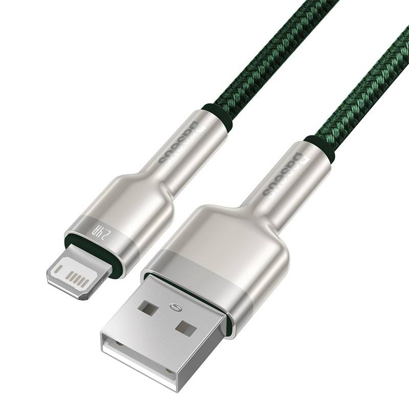 Καλώδιο Baseus Cafule Series Display Braided USB-A to Lightning 2.4A 1m (CALJK-A06) Green