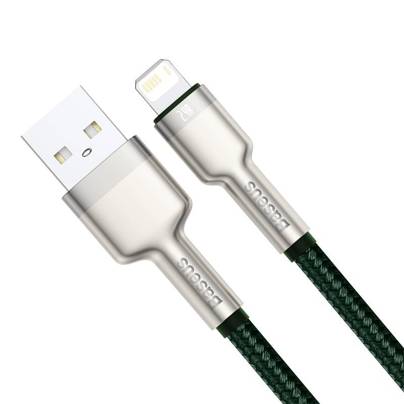 Καλώδιο Baseus Cafule Series Display Braided USB-A to Lightning 2.4A 1m (CALJK-A06) Green