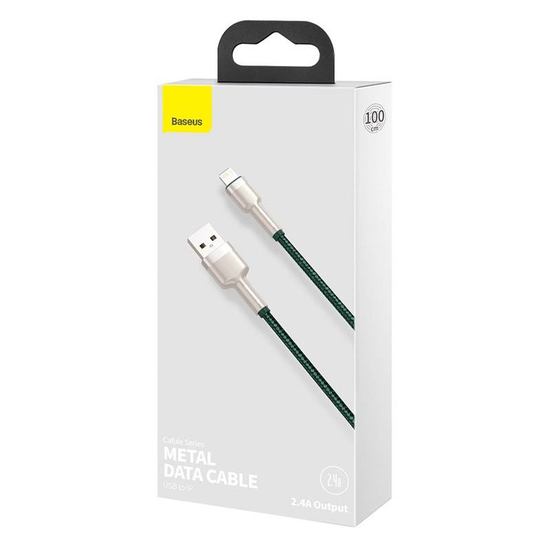 Καλώδιο Baseus Cafule Series Display Braided USB-A to Lightning 2.4A 1m (CALJK-A06) Green