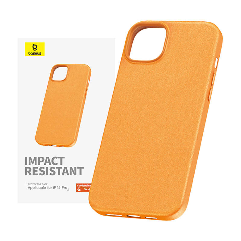 Θήκη Baseus Leather Fauxther Back Cover Apple iPhone 15 Pro Max (6.7") Orange