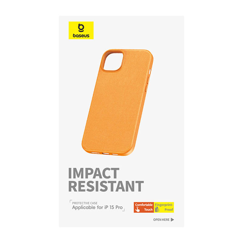 Θήκη Baseus Leather Fauxther Back Cover Apple iPhone 15 Pro Max (6.7") Orange