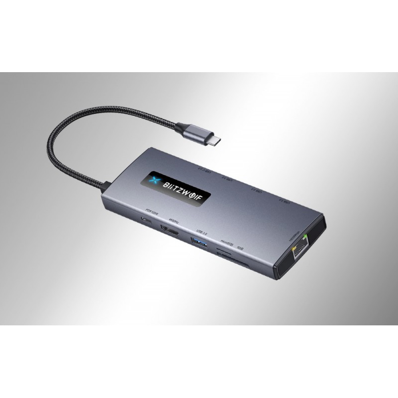 Αντάπτορας Blitzwolf Hub 10in1 USB-C with HDMI 4K PD Ethernet Grey