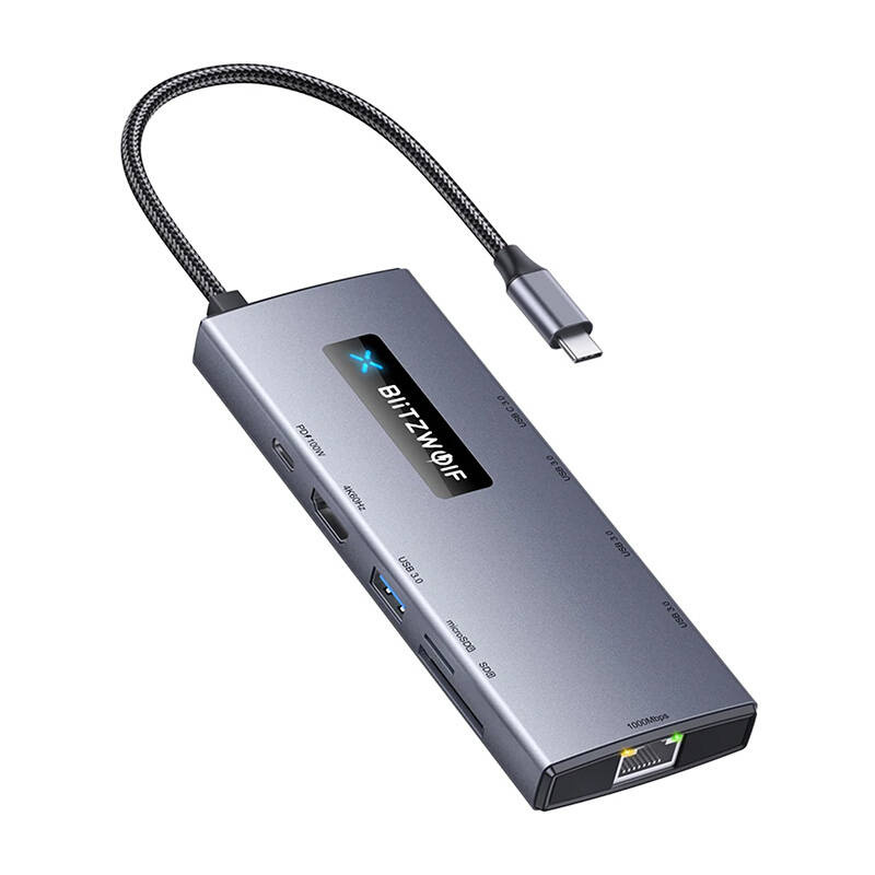 Αντάπτορας Blitzwolf Hub 10in1 USB-C with HDMI 4K PD Ethernet Grey Αντάπτορας Blitzwolf Hub 10in1 USB-C with HDMI 4K PD Ethernet Grey