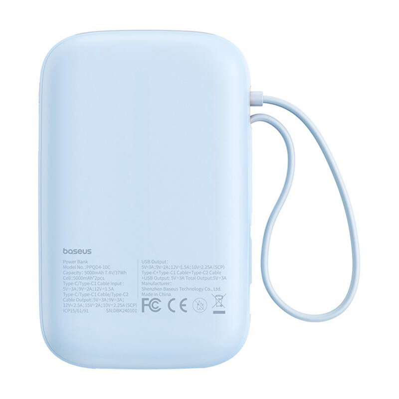 Εξωτερική Μπαταρία Baseus QPow 2 Powerbank 10000mAh 30W PD 2x Type-C Blue