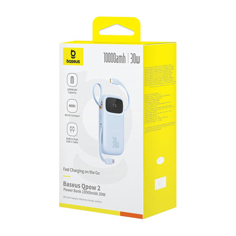 Εξωτερική Μπαταρία Baseus QPow 2 Powerbank 10000mAh 30W PD 2x Type-C Blue