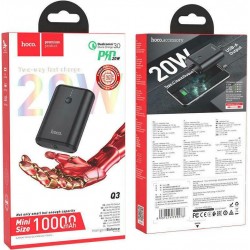 Εξωτερική Μπαταρία HOCO Q3 Mayflower PowerBank 1x Type-C  1x USB-A 10000mAh Quick Charge 3.0 20W Black