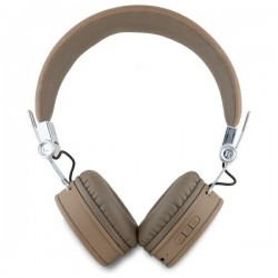 Ακουστικά Bluetooth Guess PU Grained Triangle Logo ENC Wireless Headphone Brown