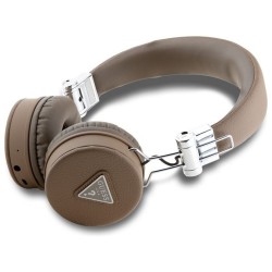 Ακουστικά Bluetooth Guess PU Grained Triangle Logo ENC Wireless Headphone Brown