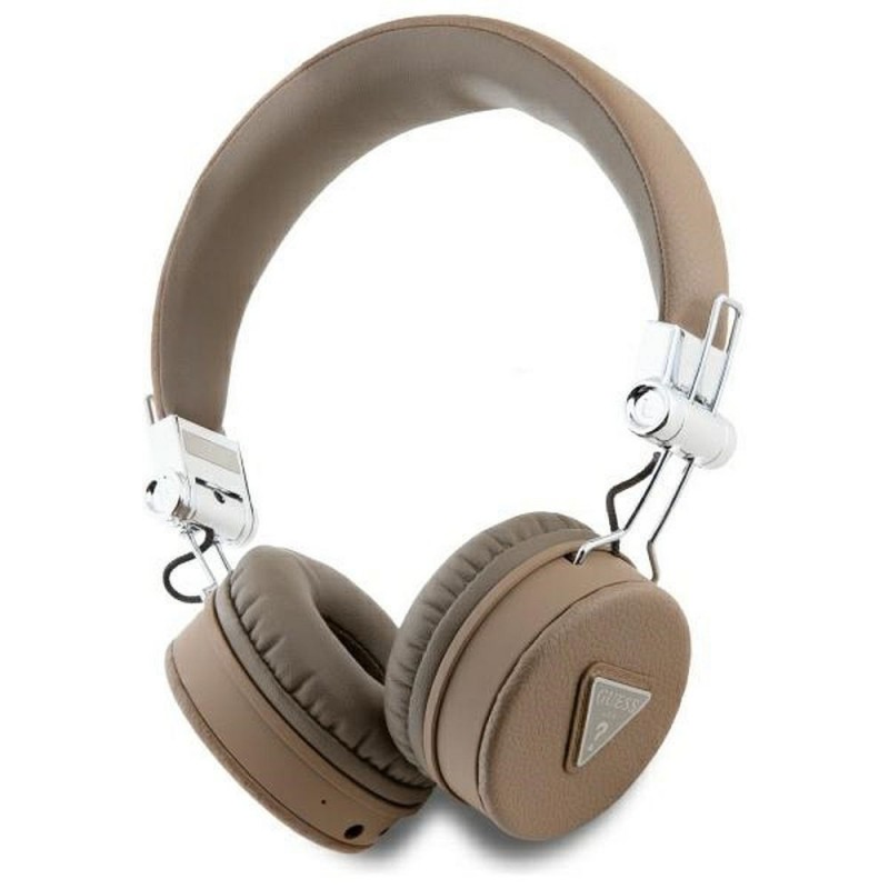 Ακουστικά Bluetooth Guess PU Grained Triangle Logo ENC Wireless Headphone Brown