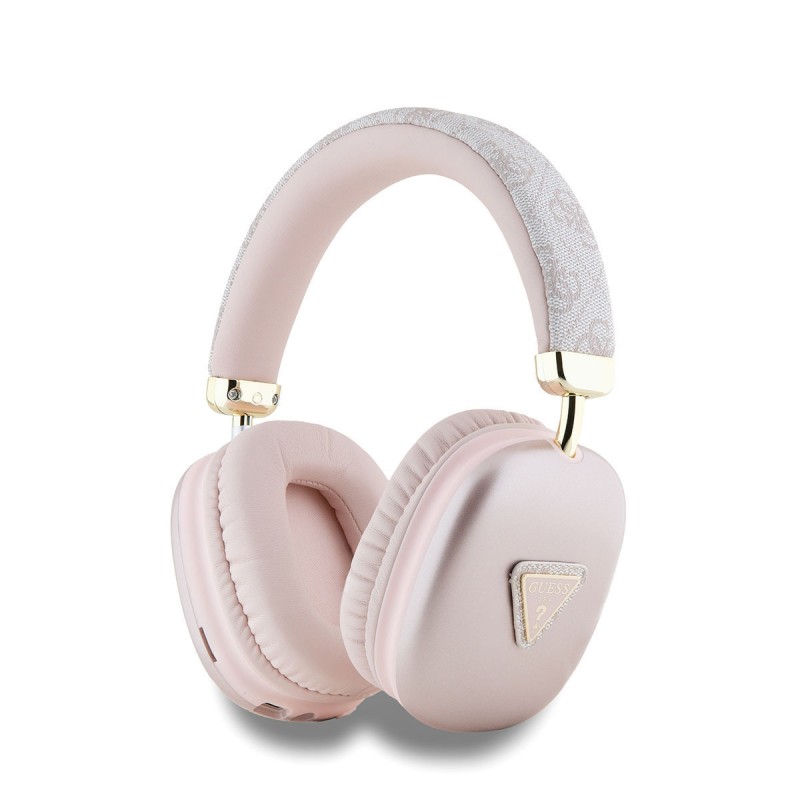 Ακουστικά Bluetooth Guess PU Leather 4G Triangle Logo Wireless Headphone Pink