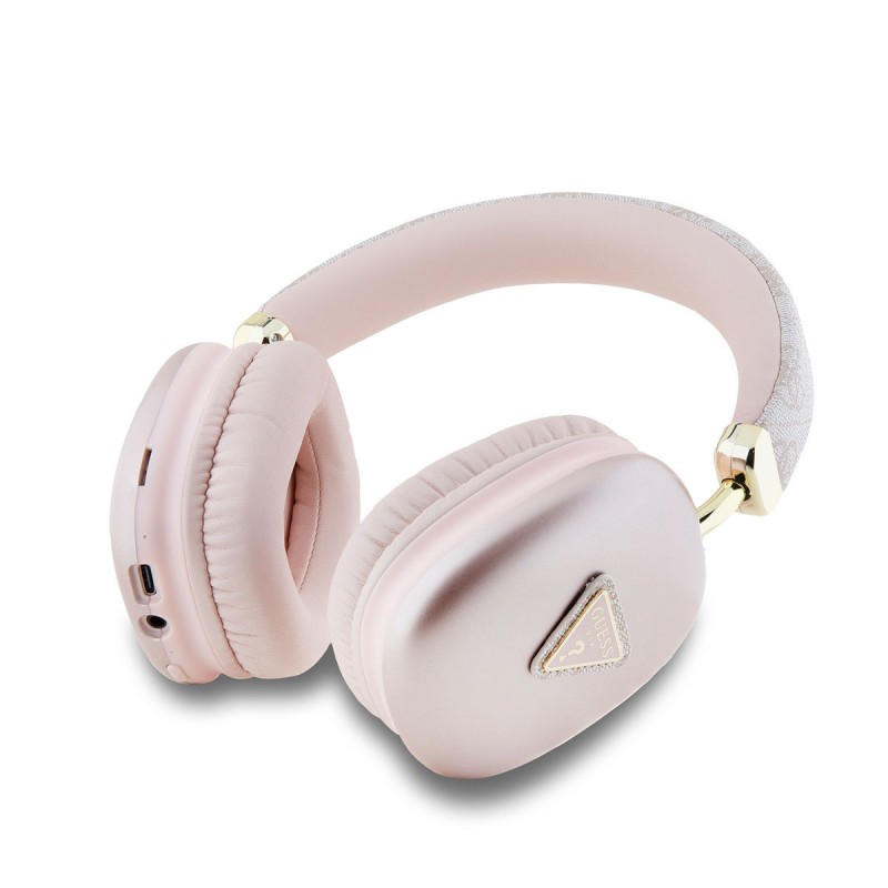 Ακουστικά Bluetooth Guess PU Leather 4G Triangle Logo Wireless Headphone Pink