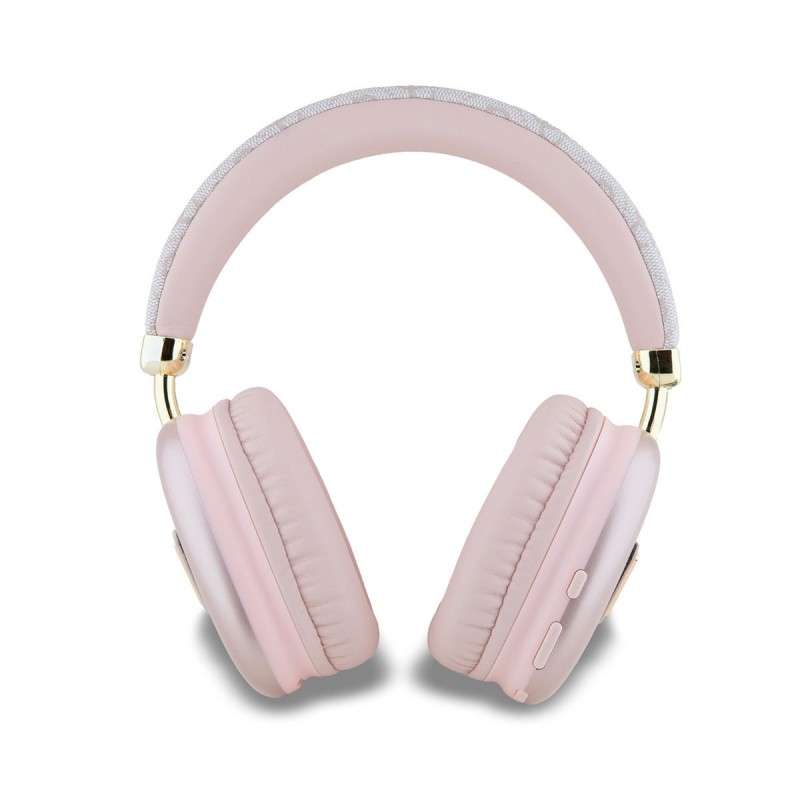 Ακουστικά Bluetooth Guess PU Leather 4G Triangle Logo Wireless Headphone Pink