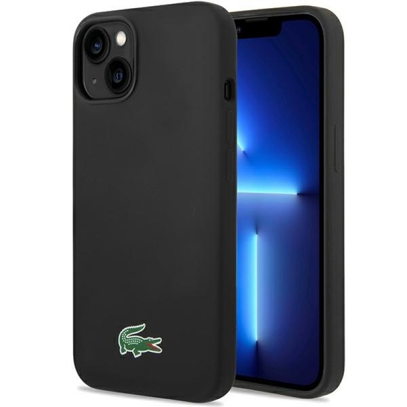 Θήκη Lacoste Liquid Silicone Microfiber Croc Logo MagSafe Case For Apple iPhone 14 (6.1") Black