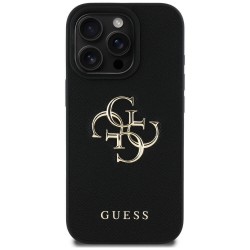 Θήκη Guess PU Grained 4G Metal Logo Case Apple iPhone 16 Pro (6.3") Black