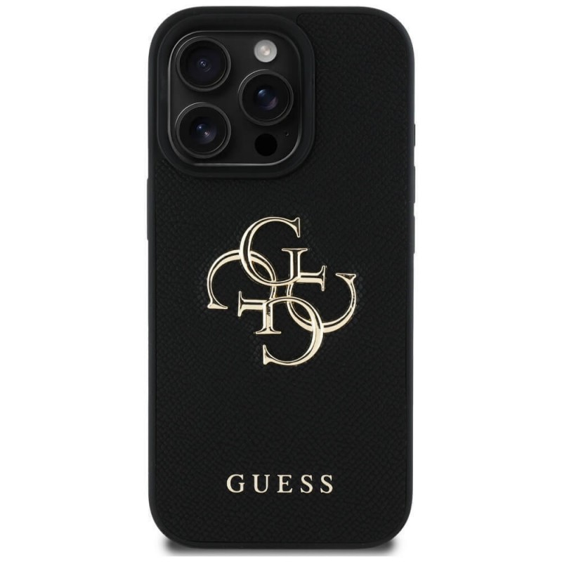 Θήκη Guess PU Grained 4G Metal Logo Case Apple iPhone 16 Pro (6.3") Black