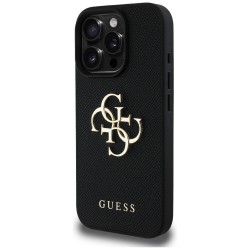 Θήκη Guess PU Grained 4G Metal Logo Case Apple iPhone 16 Pro (6.3") Black