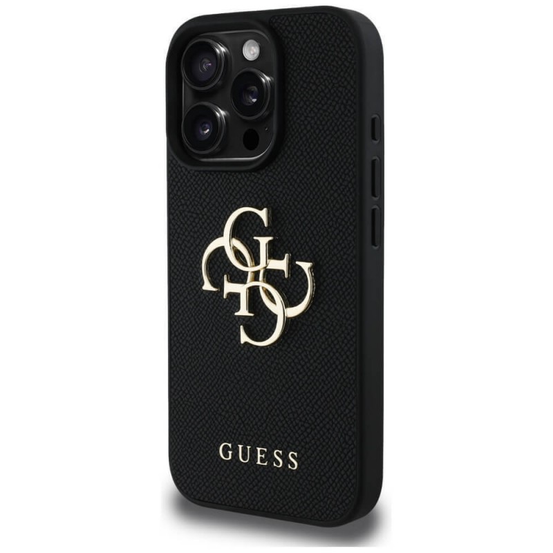 Θήκη Guess PU Grained 4G Metal Logo Case Apple iPhone 16 Pro (6.3") Black