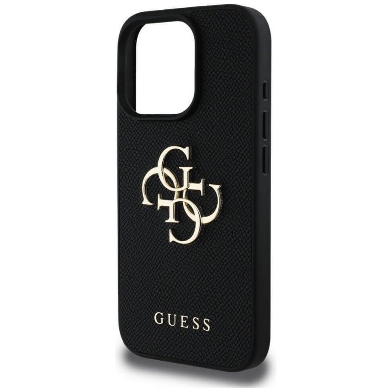 Θήκη Guess PU Grained 4G Metal Logo Case Apple iPhone 16 Pro (6.3") Black
