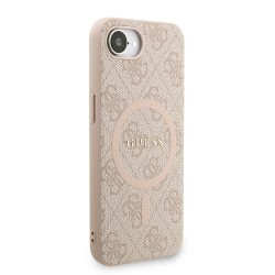 Θήκη Guess PU Leather 4G Colored Ring Strap MagSafe Case for iPhone 16e (6.1") Pink